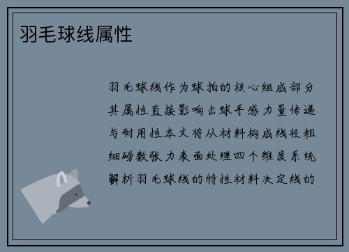 羽毛球线属性